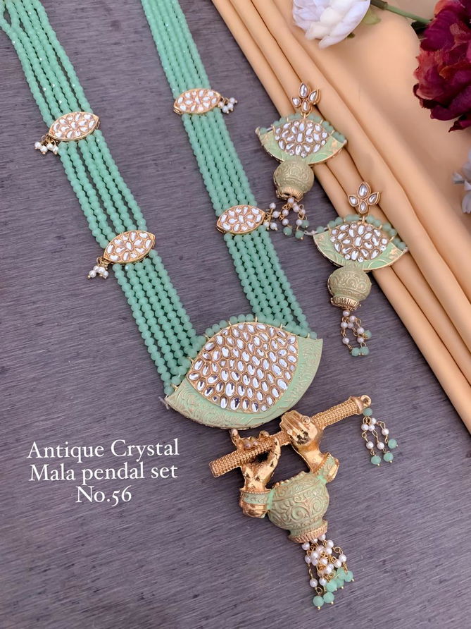 3 Designer Antique Crystal Mala Pendant Set Wholesale Market In Surat
